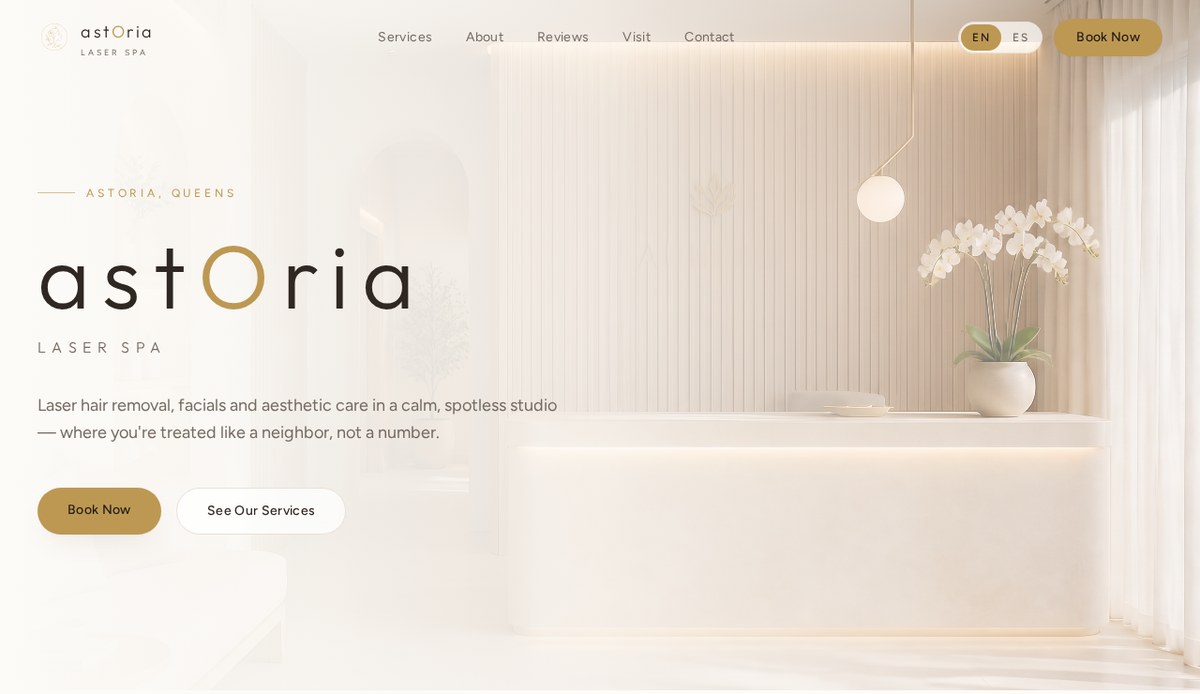 Website we built for Astoria Laser Spa, a laser hair removal studio in Queens